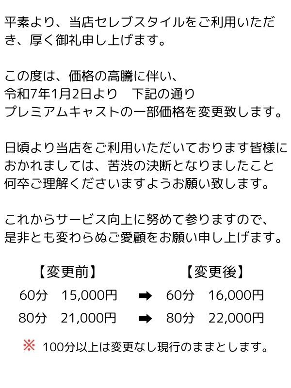 一部料金改定について